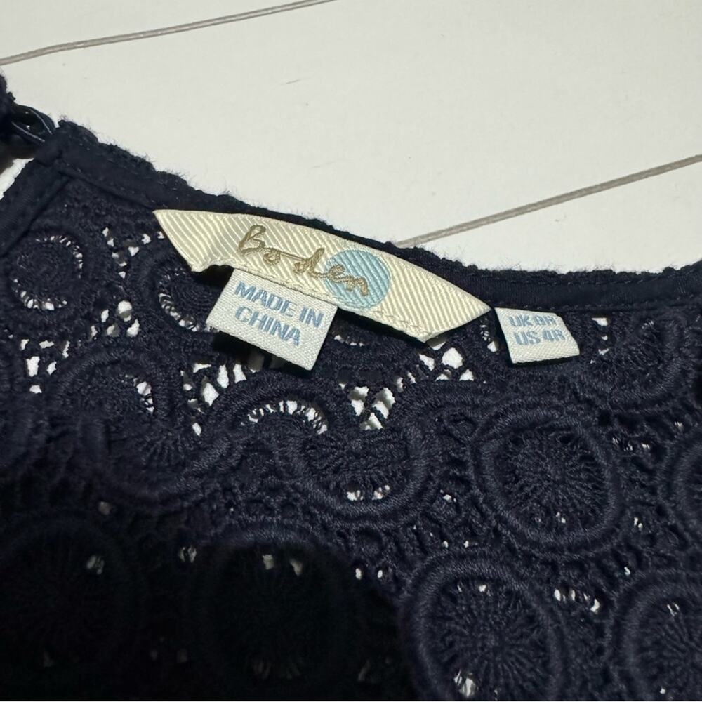 Boden Navy Blue Lace Crochet Short Sleeve Shift Dress Women’s Size 4 - Picture 3 of 4